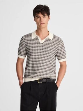 Madewell Plaid Johnny-Collar Sweater Polo Size XS